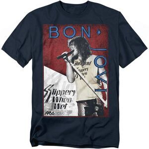 Bon Jovi Unisex Adult 86 Tour T-Shirt / Navy